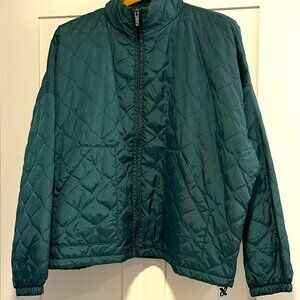 Zella Quilted Bomber Jacket in Green Moss NWOT